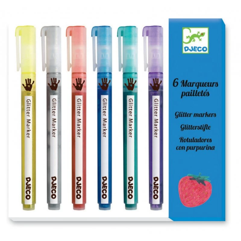 Djeco 6 Marqueurs Pailletés 1 Djeco 6 Marqueurs Pailletés