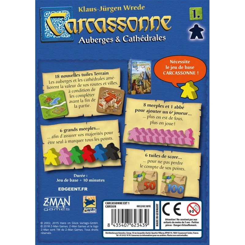 ASMODEE Carcassonne Extension 1 : Auberges Et Cathédrales 2 ASMODEE Carcassonne Extension 1 : Auberges Et Cathédrales – Image 2