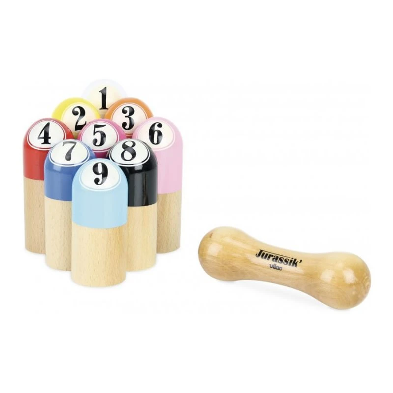 Vilac Jurassik' Jeu De 9 Quilles, Mölkky Pour Enfant 2 Vilac Jurassik' Jeu De 9 Quilles, Mölkky Pour Enfant – Image 2