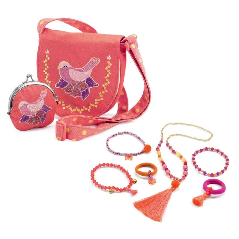 Djeco Pack Sac Brodé Oiseau Et Bijoux Pompons Et Rubans 1 Djeco Pack Sac Brodé Oiseau Et Bijoux Pompons Et Rubans