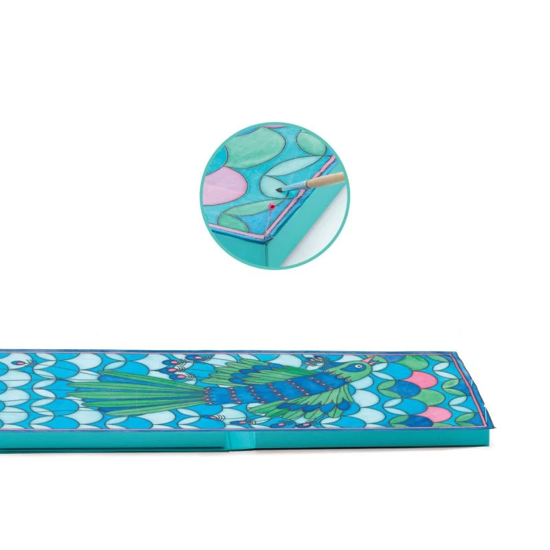 Peinture Sur Soie "Le Paon" - Djeco 2 Peinture Sur Soie "Le Paon" - Djeco – Image 2