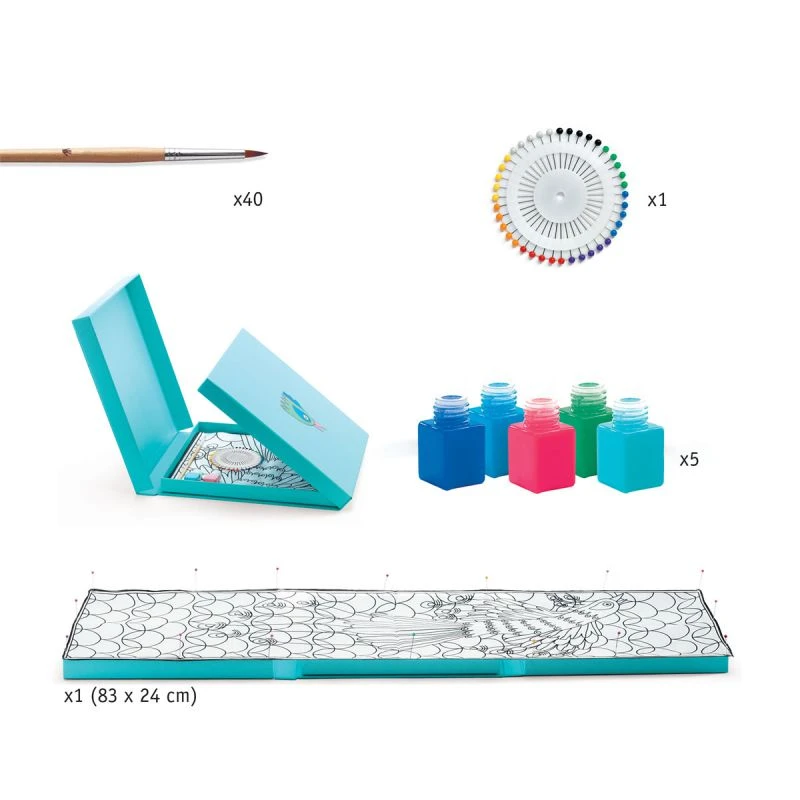 Peinture Sur Soie "Le Paon" - Djeco 4 Peinture Sur Soie "Le Paon" - Djeco – Image 4