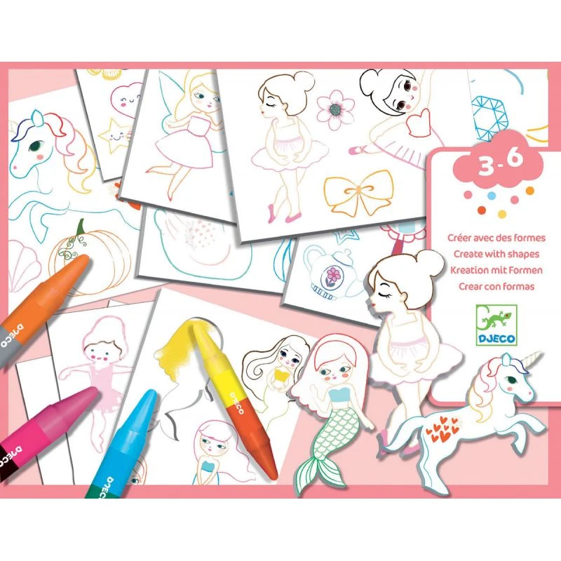 Djeco Un Monde à Créer, Filles - Pochoirs, Coloriages Et Collages 3 Djeco Un Monde à Créer, Filles - Pochoirs, Coloriages Et Collages – Image 3