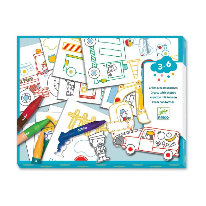 Djeco Un Monde à Créer, Voitures - Pochoirs, Coloriages Et Collages 1 Djeco Un Monde à Créer, Voitures - Pochoirs, Coloriages Et Collages